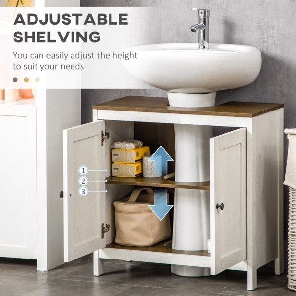 dropship Pedestal Sink Storage Cabinet, Under Sink Cabinet with Double Doors, Antique White, Walnut-AS