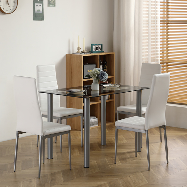 dropship 110cm Dining Table Tempered Glass Dining Table