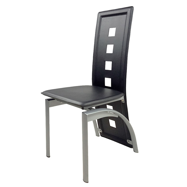 dropship 4pcs long backrest square hollow decoration PU leather dining chair round tube black cushion electroplating chair leg N201(Replace encoding13029118)