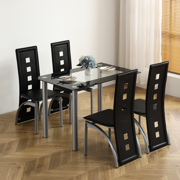 dropship 110cm Dining Table Tempered Glass Dining Table