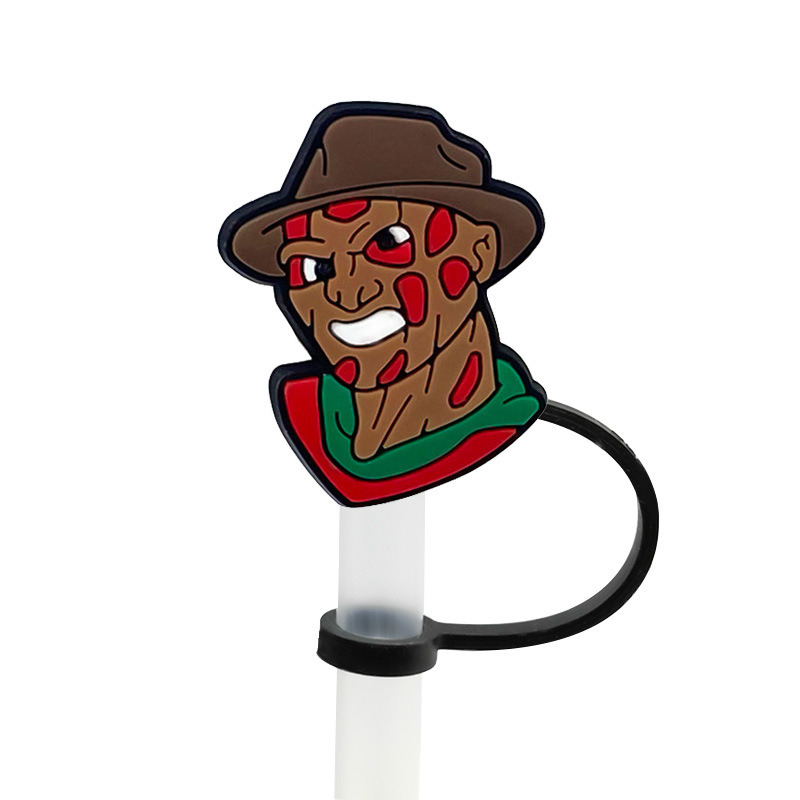 dropship 6pcs Reusable Silicone Straw Tip Caps - Scary Clown Design - Perfect for Halloween Decorations and Drinking
