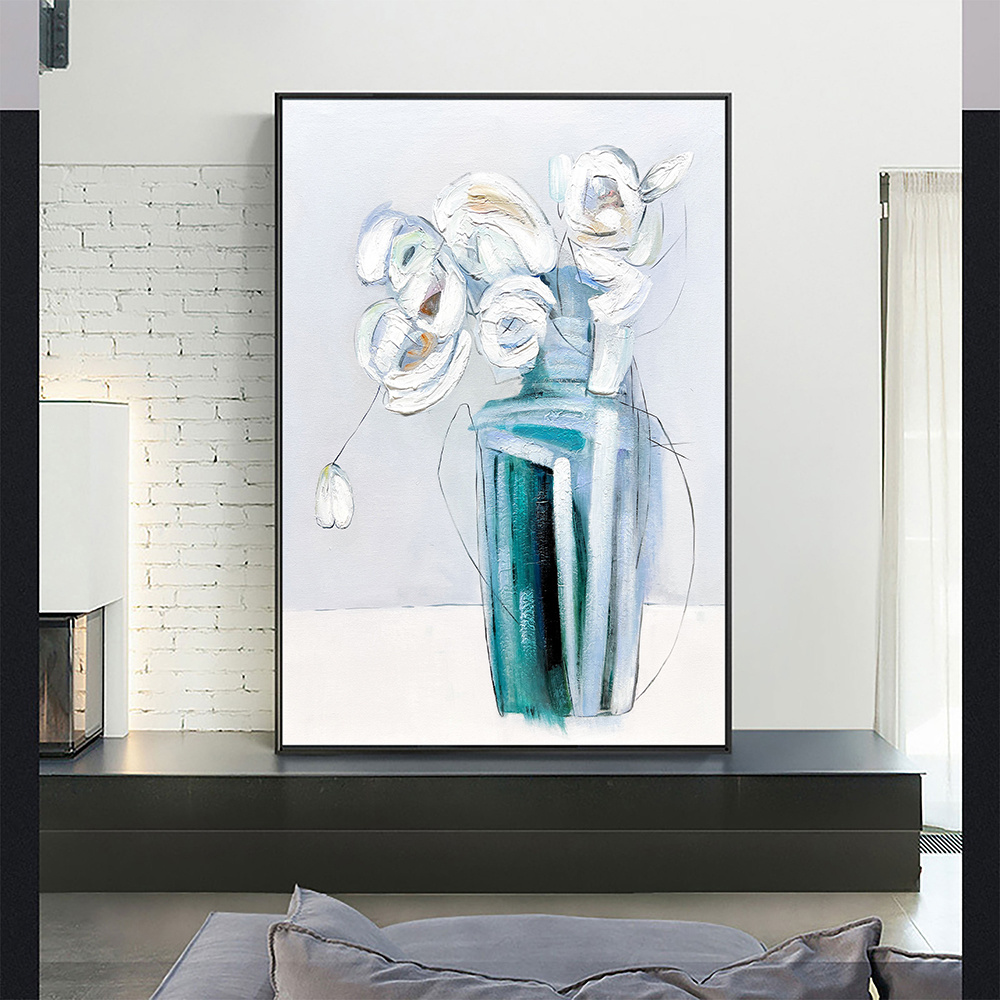 dropship Hand Painted Oil Painting Minimalism Abstract Floral Oil On Canvas Large Original Floral Scenery Acrylic Modern Painting Wall Art Living Room Decor