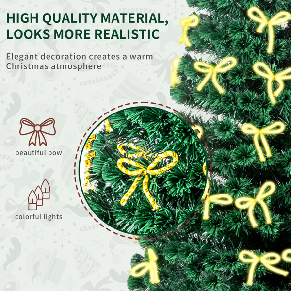 dropship 7.5ft Pre-Lit Fiber Optical Christmas Tree with Bow Shape Color Changing Led Lights&300 Branch Tips