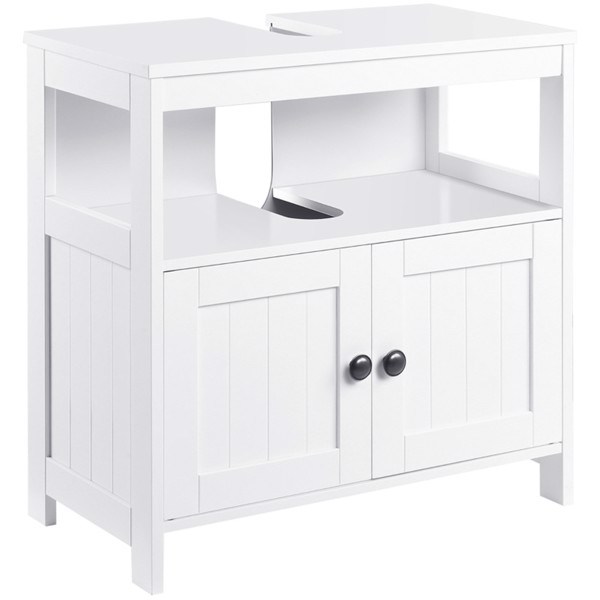 dropship Sink Storage Cabinet, Under Sink Cabinet with Double Doors, Bathroom Vanity Cabinet with Shelves, White-AS