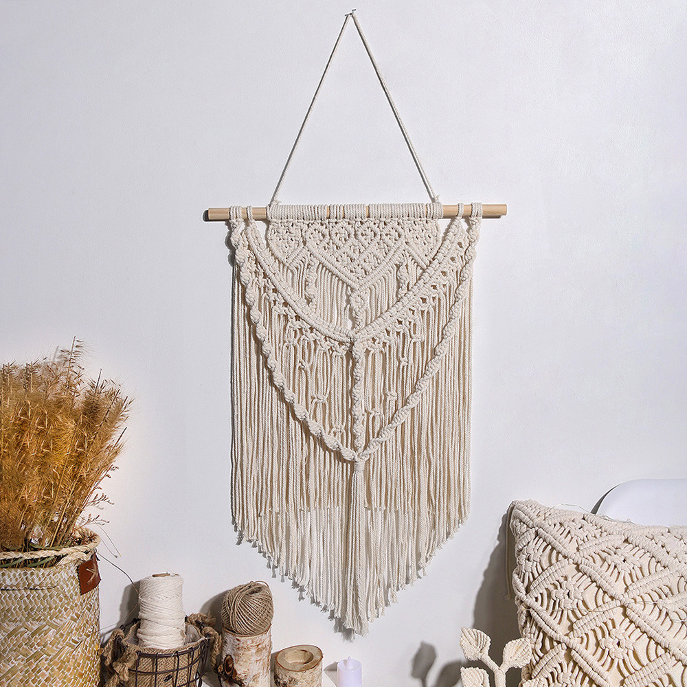dropship 1pc Woven Wall Hanging Ornament, Bohemian Fabric Macrame Braided Tassel Wall Decoration, Boho Decoration For Living Room Bedroom Room Decor