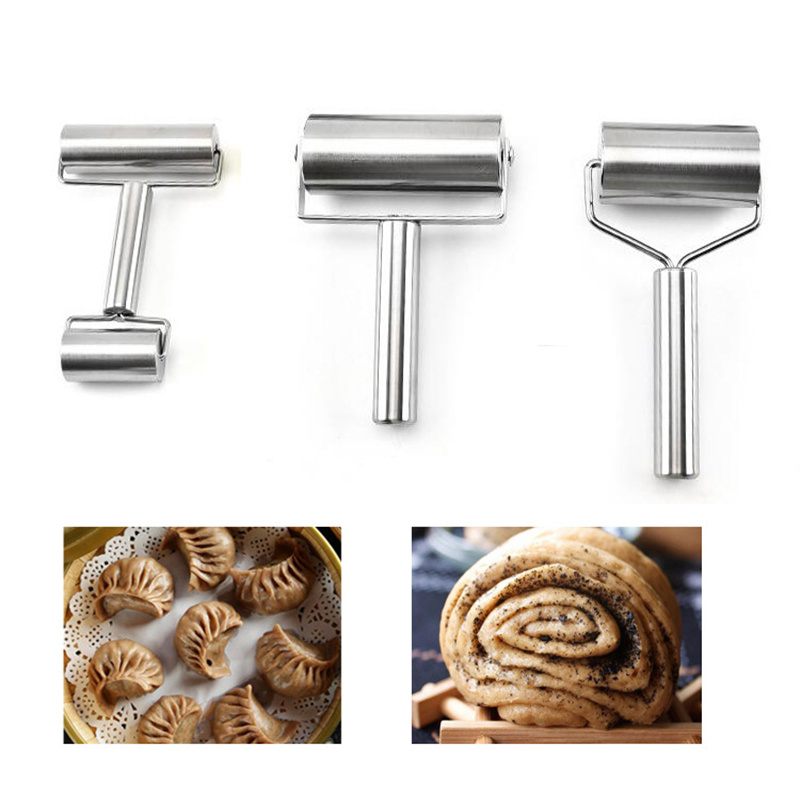 dropship 1pc, Baker Roller, 360 Degree Rolling Baker Roller, Stainless Steel Roller For Baking, Creative Stainless Steel Dough Roller, Non-stick Pastry Roller, Pizza Cooking Tool, Kitchen Supplies