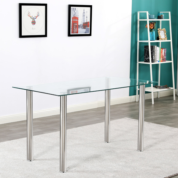 dropship Simple Assembled Transparent Glass & Iron Dinner Table