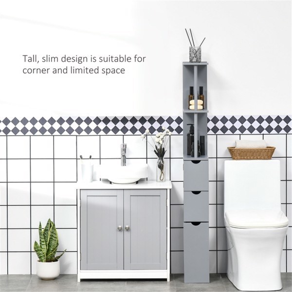 dropship Bathroom Storage Cabinet-Grey