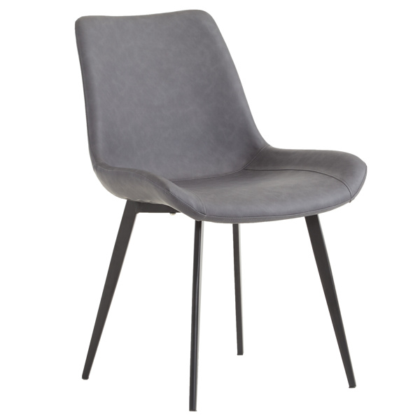 dropship 4pcs Disassembled PU Iron Pipe Curved Dining Chair Black