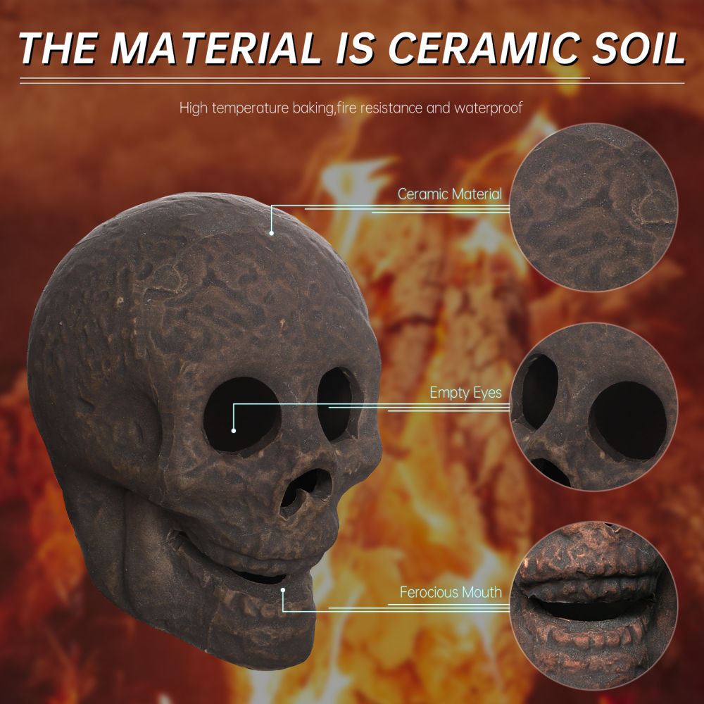 dropship 1/4/8/12pcs, Halloween Fire Pit Skull Ceramic Props, Reusable Fireproof Skull Fire Pit, Halloween Decor For Party, BBQ, Fire Pit ,Fireplace, Gas, Halloween Horror