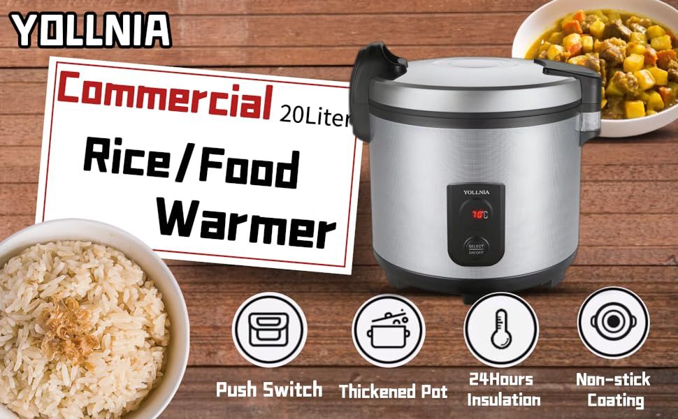 dropship Commercial Rice Warmer (Warm Function only, not a Cooker)18.1QT/110 CUP Food & Electric Rice Warmer Non-stick Inner Pot