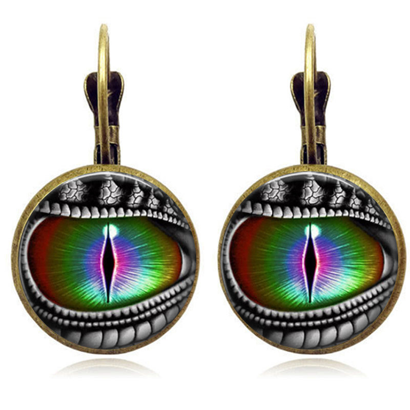 dropship Y2K Vintage Dragon Eye Time Synthetic Gemstone Earrings Retro Creative Personality Temperament Alloy Material Exquisite Gift For Women Girls