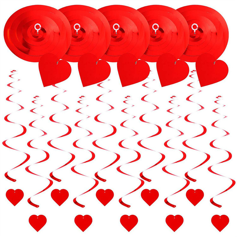 dropship 6pcs Heart Valentines Day Wedding Ceiling Hanging Decoration San Valentin Mariage Hanging Spiral Decor Diy Party Supplies