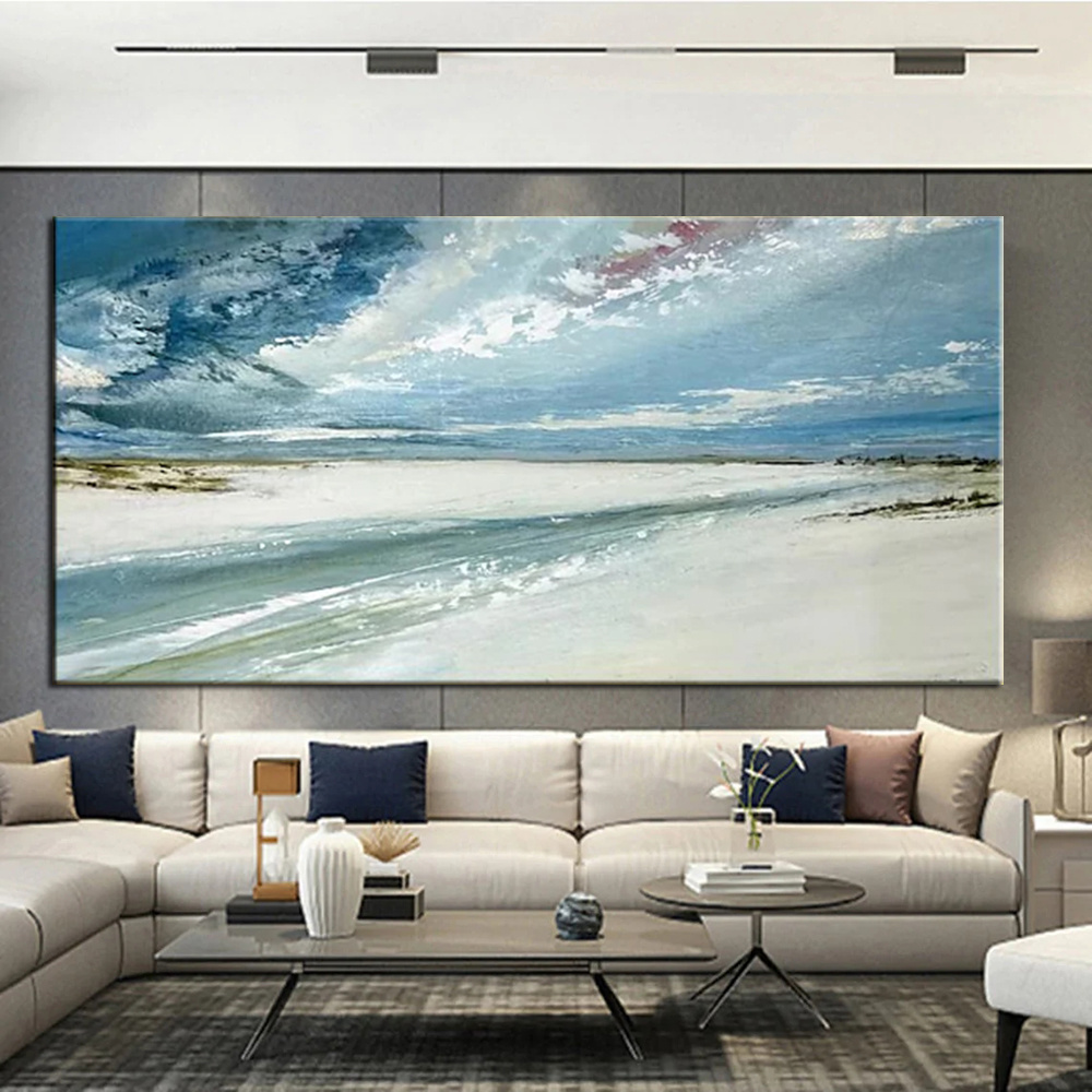 dropship Hand Painted Oil Paintings Abstract Seascape Painting Beach Ocean Living Room Hallway Luxurious Decorative Painting