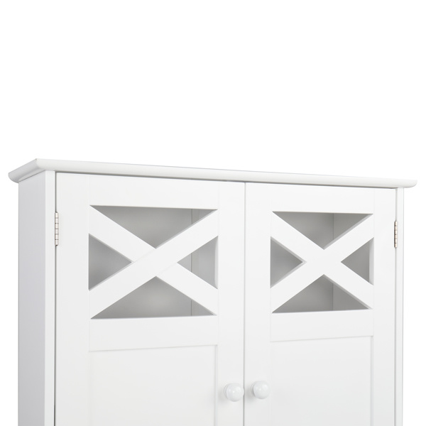 dropship FCH Double Door Fork Toilet Cabinet White