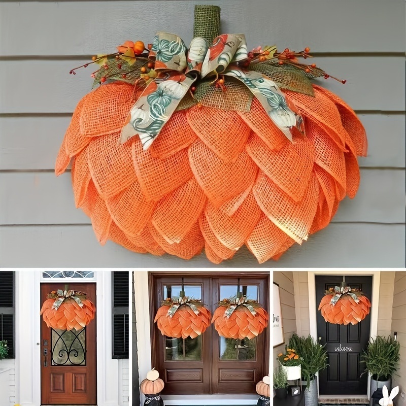 dropship 1pc Halloween Thanksgiving Pumpkin Cloth Flower Wreath Courtyard Decoration Wreath Harvest Festival Wreath