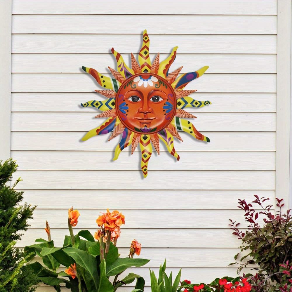 dropship Add a Splash of Color to Your Home with this 3D Metal Sun Wall Hanging Art Decor!