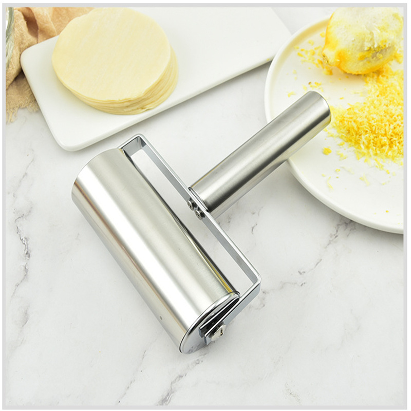 dropship 1pc, Baker Roller, 360 Degree Rolling Baker Roller, Stainless Steel Roller For Baking, Creative Stainless Steel Dough Roller, Non-stick Pastry Roller, Pizza Cooking Tool, Kitchen Supplies