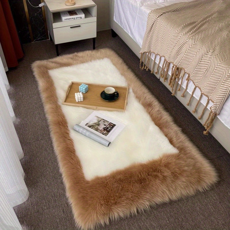 dropship 1pc, Soft and Durable Wool Carpet for Bedroom and Bedside - Perfect for Long Hair and Thickened Floor Mat