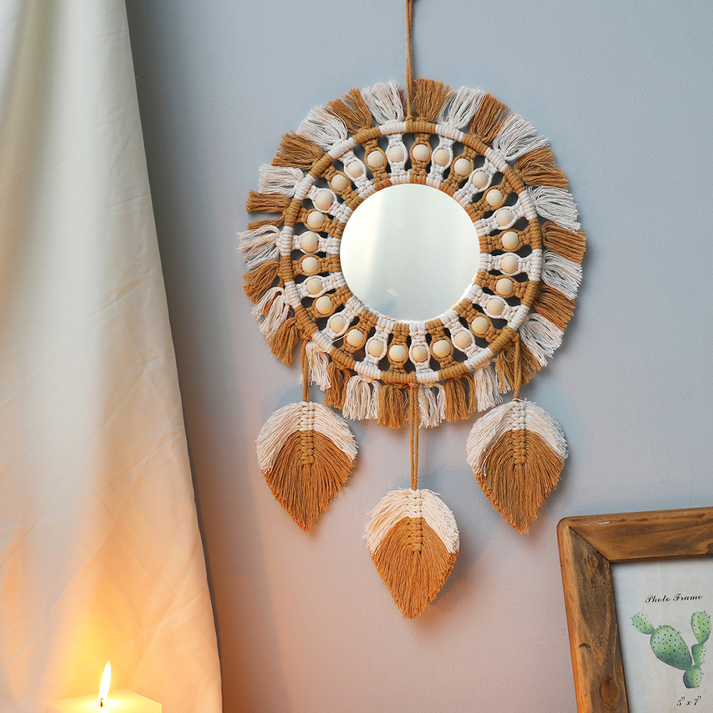 dropship 1pc, Bohemian Hand-Woven Dream Catcher with Mirror - Wall Art, Home Decor, Birthday Gift, Festival Decor