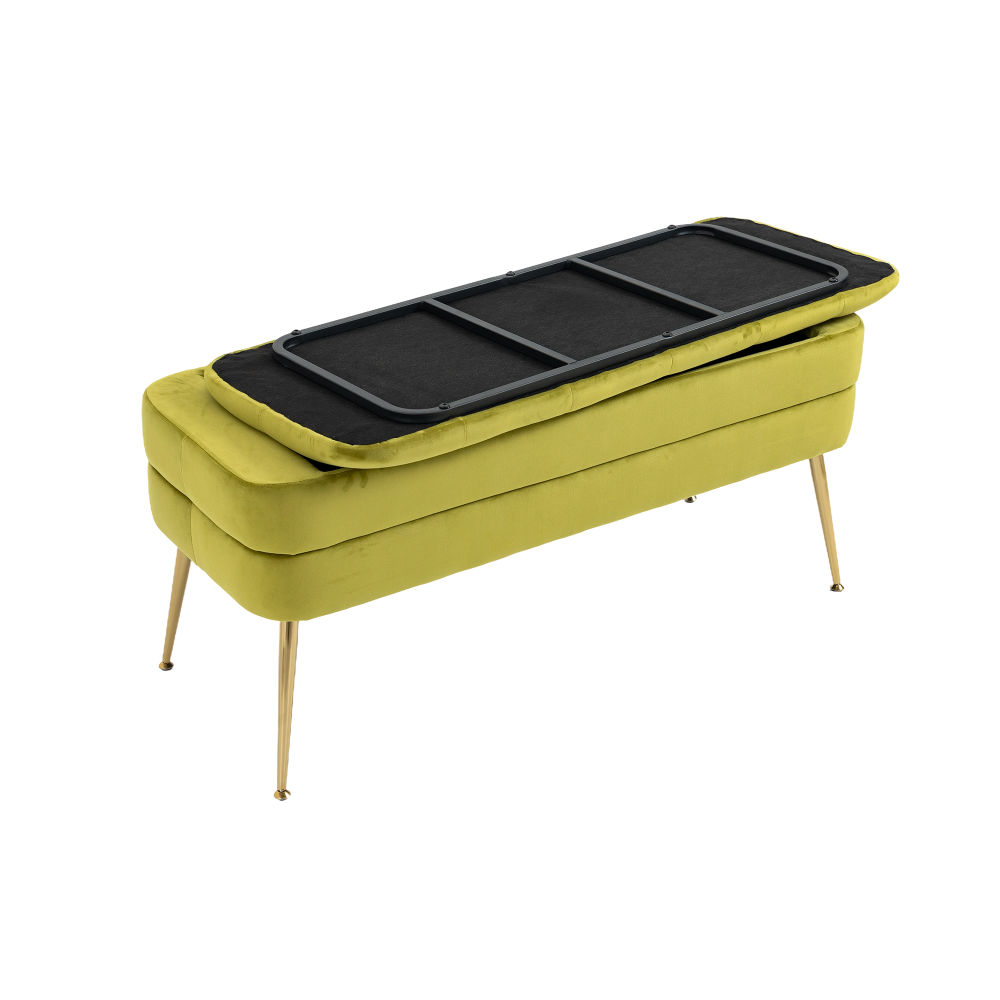 dropship COOLMORE Storage Ottoman,Bedroom End Bench,Upholstered Fabric Storage Ottoman with Safety Hinge, Entryway Padded Footstool, Ottoman Bench for Living Room & Bedroom