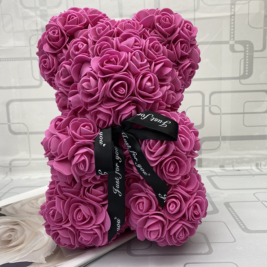 dropship Valentines Day Gift 25cm Red Rose Teddy Bear Flower Valentines Gift