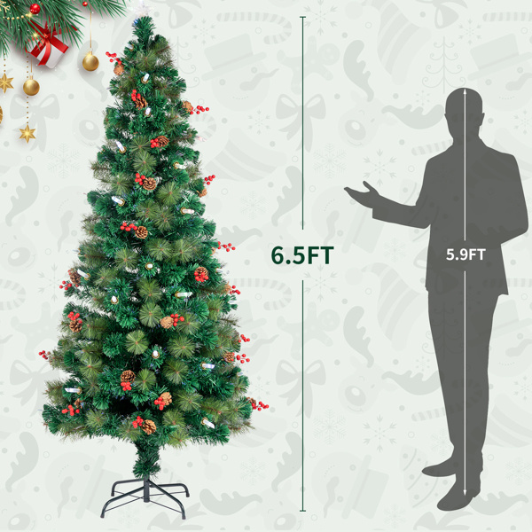 dropship 6.5ft Pre-Lit Fiber Optical Christmas Tree with Colorful Lights and 260 Branch Tips