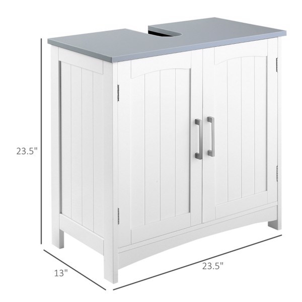 dropship Pedestal Sink Storage Cabinet, Under Sink Cabinet with Double Doors, White-AS
