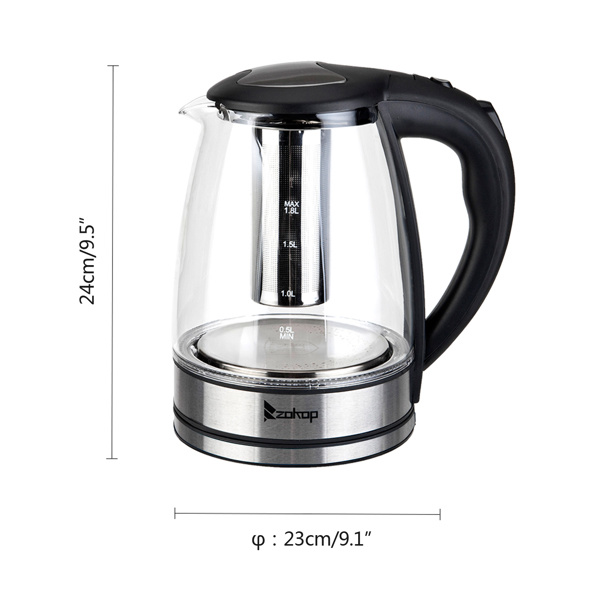 dropship HD-1861-A 110V 1200W 1.8L Electric Glass Kettle US Plug