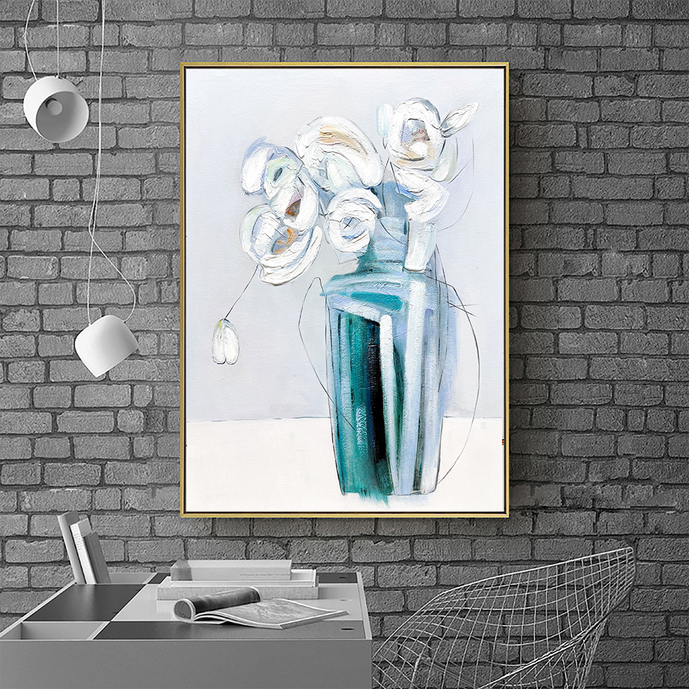 dropship Hand Painted Oil Painting Minimalism Abstract Floral Oil On Canvas Large Original Floral Scenery Acrylic Modern Painting Wall Art Living Room Decor