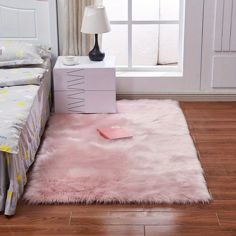dropship 1pc Fluffy Imitation Wool Area Rug, Suede Fleece Bottom Long Imitation Wool Rug, Acrylic 80% Polyester 20%, 2.36inch Long Wool, Living Room Bedroom Rug, Entryway Rug, Plush Rug, Simple Carpet