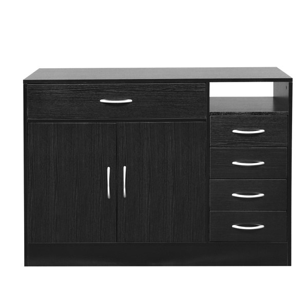 dropship FCH MDF With Triamine Double Doors And Five Drawers Bathroom Cabinet Black