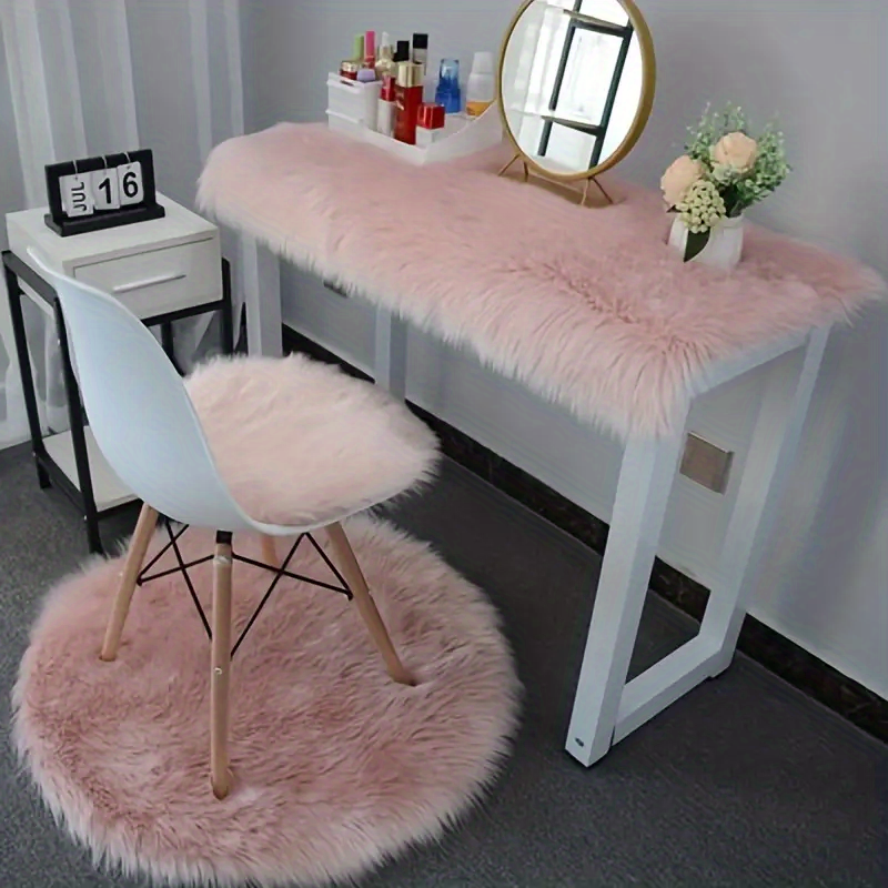 dropship 1pc Soft Plush Fur Rugs, Soft Fluffy Area Rug, Modern Faux Fur Rug, Fluffy Rug For Bedroom, White Rugs For Living Room, Carpet For Rooms, Rugs For Bedroom Aesthetic