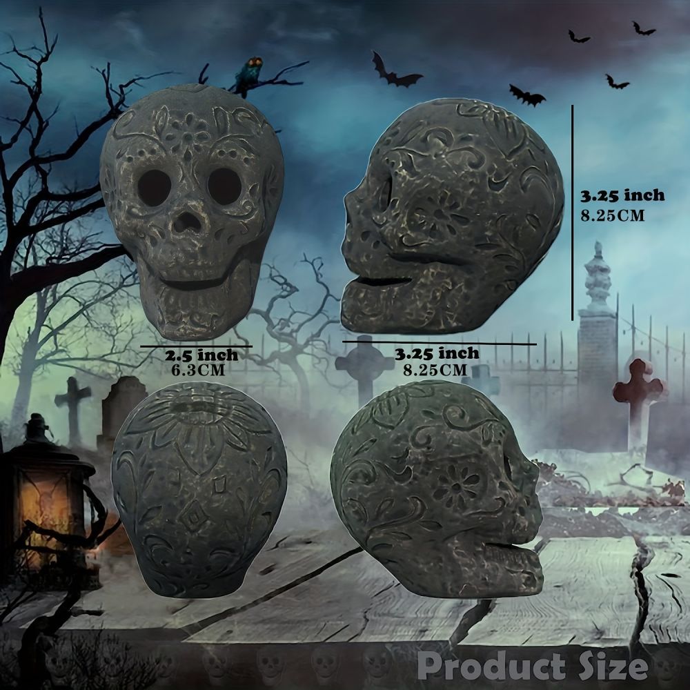 dropship 1/4/8/12pcs, Halloween Fire Pit Skull Ceramic Props,Reusable Fireproof Skull Fire Pit, Halloween Decor For Fire Pit ,Fireplace, Gas, Halloween Horror Skull Decorations, Halloween Supplies