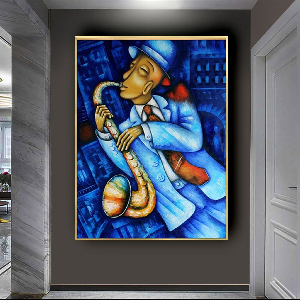 dropship Hand Painted Oil Painting Abstract Wall Painting- musician Portrait Oil Painting On Canvas - Wall Art Picture -Acrylic Texture Home Decor