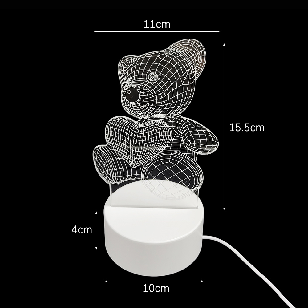 dropship 3D Cartoon Night Light Led Night Lamp Table Bedside Lamp Romantic Heart Shape Bear Light Valentines Day Party Decoration
