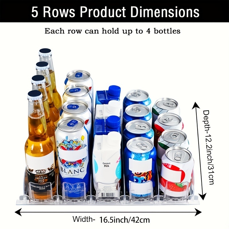 dropship 1 Set 3/4/5 Rows Soda Can Dispenser, Refrigerator Bottle Can Organizer, Self-Pushing Soda Can Dispenser Holds Up To 12 Cans, Beverage Storage For Pantry/Vending Machine
