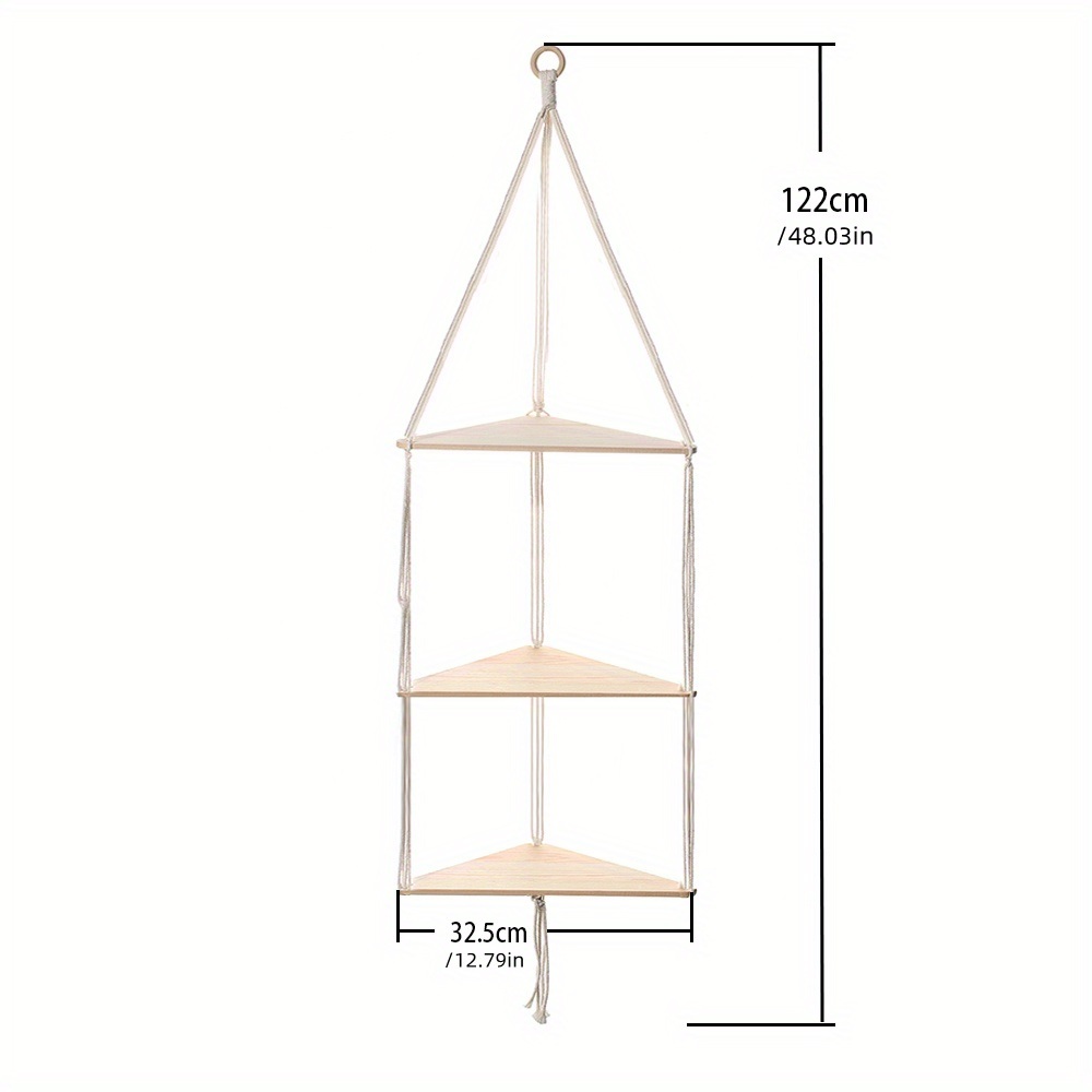 dropship 1pc,Boho Triangle Shelves Wall Decor - Plant Hanger, Candle Holder, and Home Decor for Living Room and Bedroom