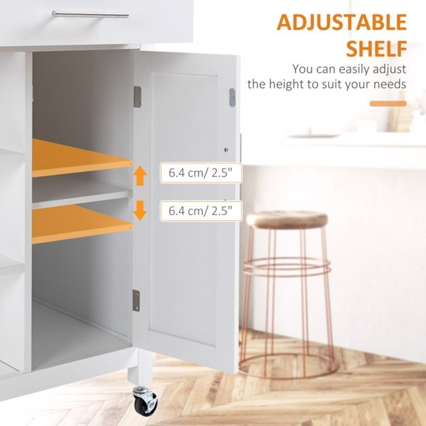 dropship Compact Kitchen Island Cart on Wheels, Rolling Utility Trolley Cart White-AS