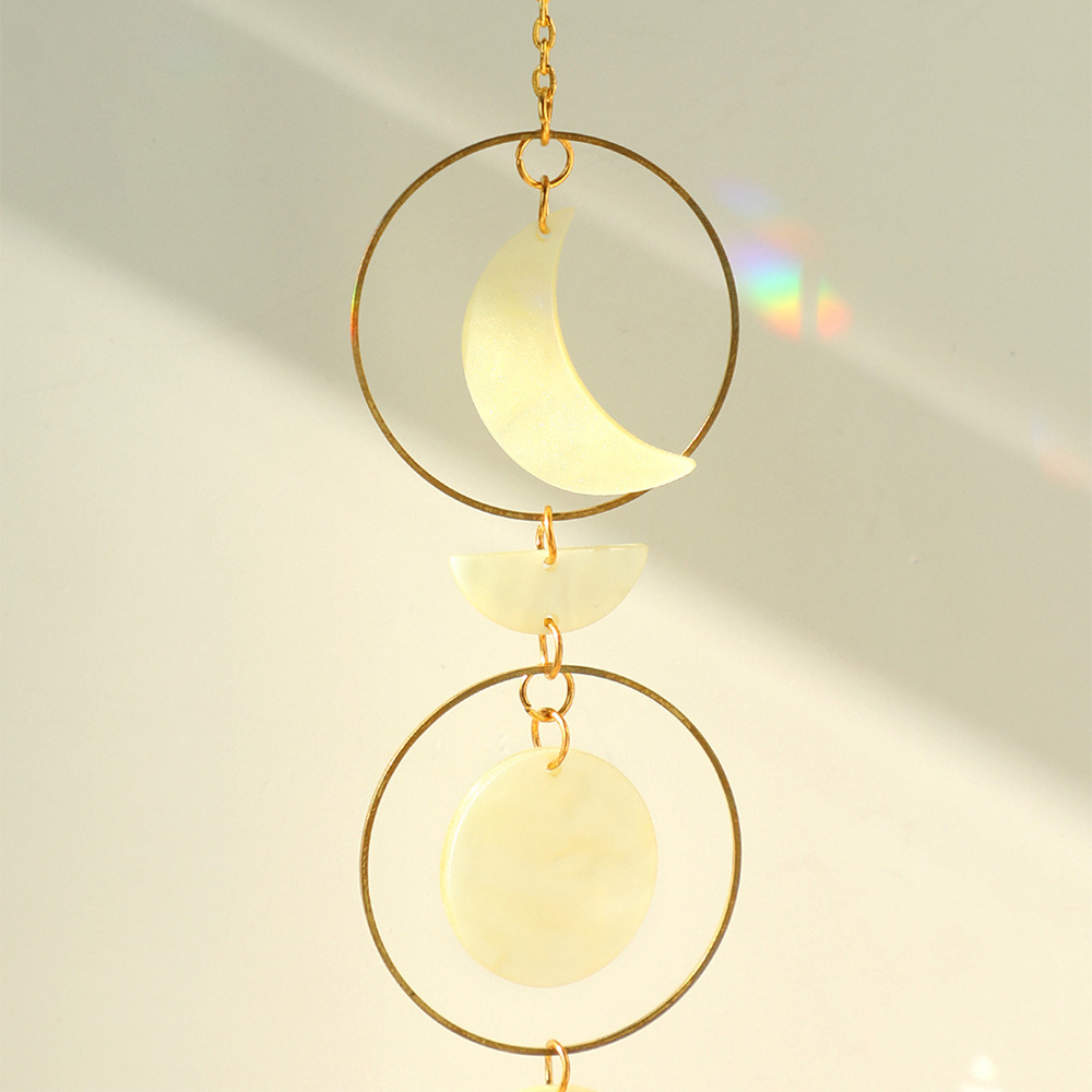 dropship 1pc Acrylic Sun-moon Metal Chain Home Living Room Decoration Car Hanging