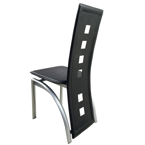dropship 4pcs long backrest square hollow decoration PU leather dining chair round tube black cushion electroplating chair leg N201(Replace encoding13029118)