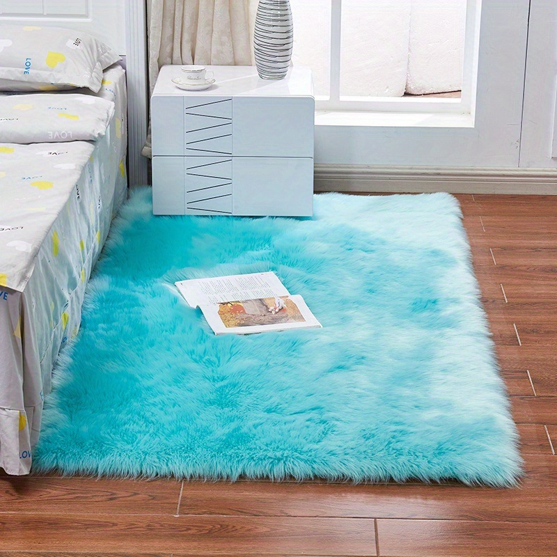 dropship 1pc Fluffy Imitation Wool Area Rug, Suede Fleece Bottom Long Imitation Wool Rug, Acrylic 80% Polyester 20%, 2.36inch Long Wool, Living Room Bedroom Rug, Entryway Rug, Plush Rug, Simple Carpet