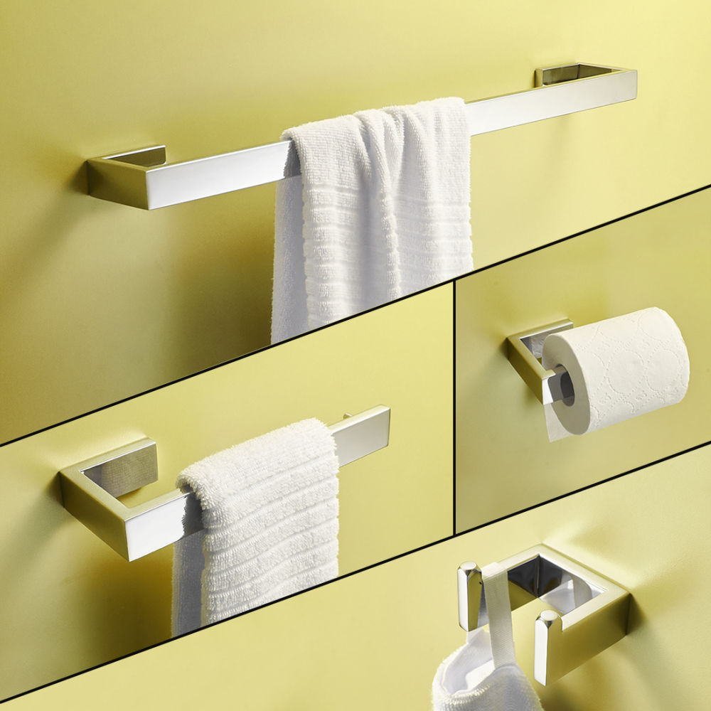 dropship Bathroom Hardware Set Mirror 4-Pieces Bathroom Towel Rack 24 Inches Adjustable Bathroom Accessories Set