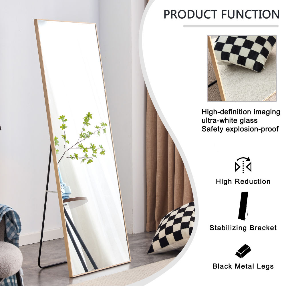 dropship Third generation packaging upgrades include solid wood frame full-length mirrors, dressing mirrors, bedroom entrances, decorative mirrors, clothing stores, and floor standing mirrors. 60 "* 17.3"