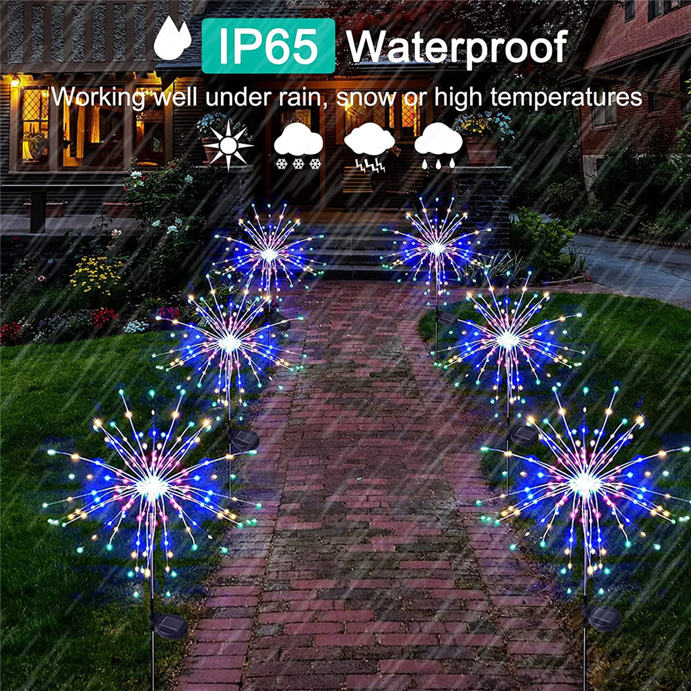 dropship 1 Pack Solar Firework Light Outdoor, IP65 Waterproof Solar Garden Flower Lights With 8 Lighting Modes, Decorative Fairy Lights With Stake, Halloween Decorations