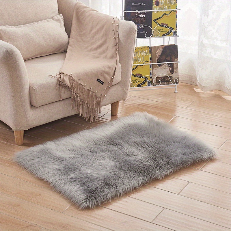 dropship 1pc, Wool Carpet Long Fur Carpet Indoor Living Room Floor Mat 23.62*35.43inch Acrylic 80% Polyester 20% Suede Fleece Bottom Long Fur Carpet