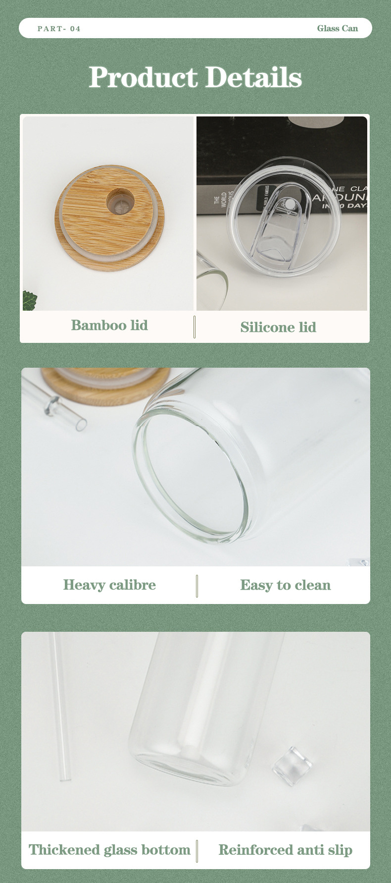 dropship 25PCS US stocked 16oz Sublimation Beer Can Shaped Glass Can with Bamboo Lid and Straw