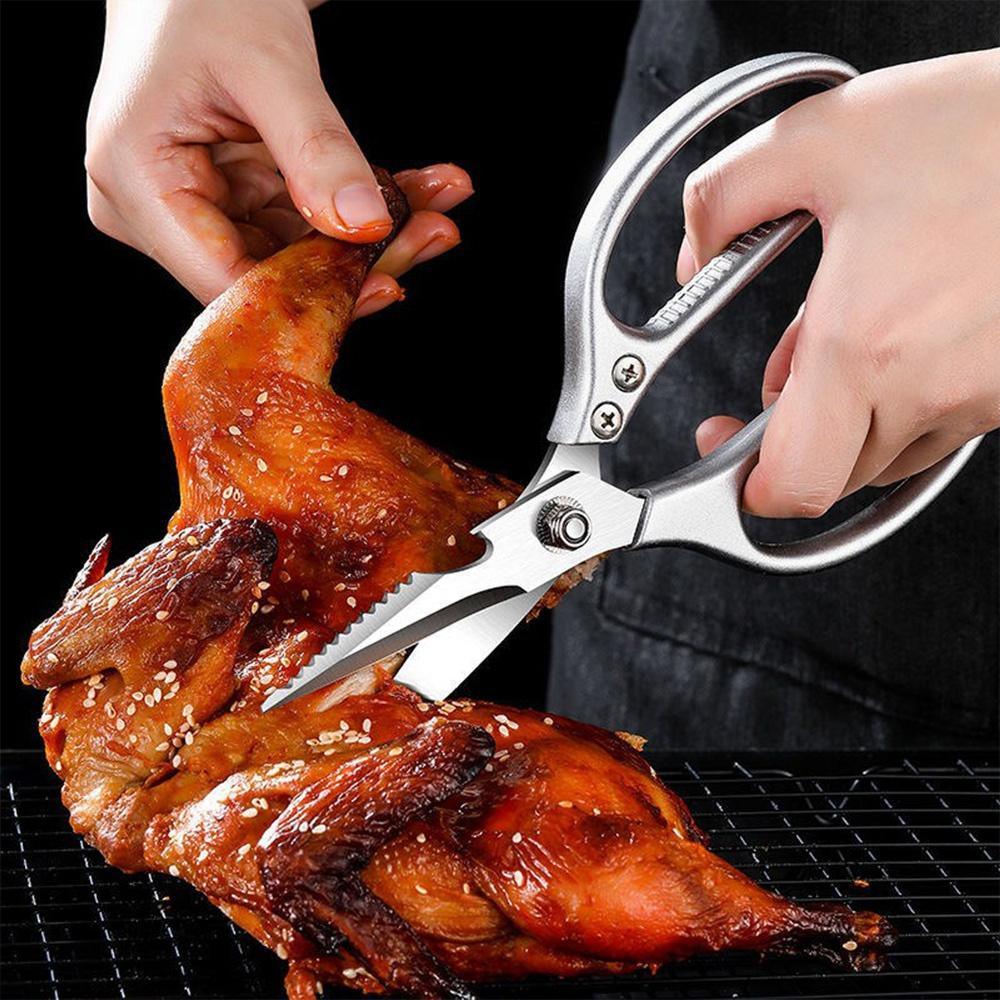 dropship 1pc Professional 8.5-inch Stainless Steel Kitchen Scissors with Aluminum Alloy Handle - Perfect for Cutting Chicken Bones and More