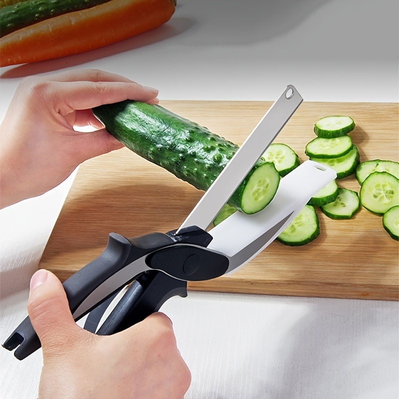 dropship 1pc 2-in-1 Smart Kitchen Knife and Vegetable Cutter - Perfect for Effortless Preparation of Vegetables and Fruits