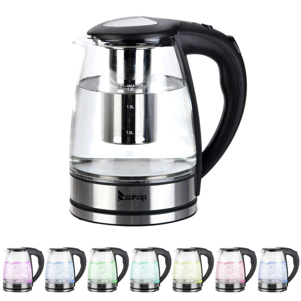 dropship HD-1861-A 110V 1200W 1.8L Electric Glass Kettle US Plug